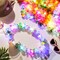 24 Pcs LED Hawaiian Leis Set, Light Up Tropical Flower Necklaces with Green Leaves – Bulk Luau Party Decorations for Beach, Wedding, Carnival, Summer Birthday & Party Favors